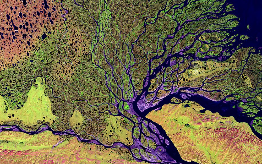 Card landsat nasa lena river delta   landsat 2000